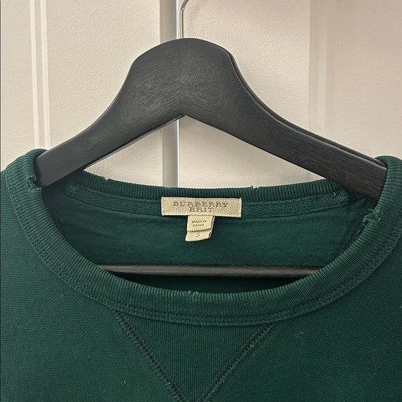 BURBERRY - Brit - Authentic Men’s Green Distressed Logo Sweatshirt size small - Picture 10 of 10